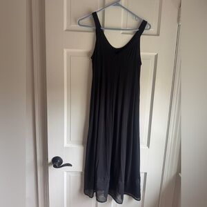 Donna Karan Midi Stretchy Black Sleep Dress